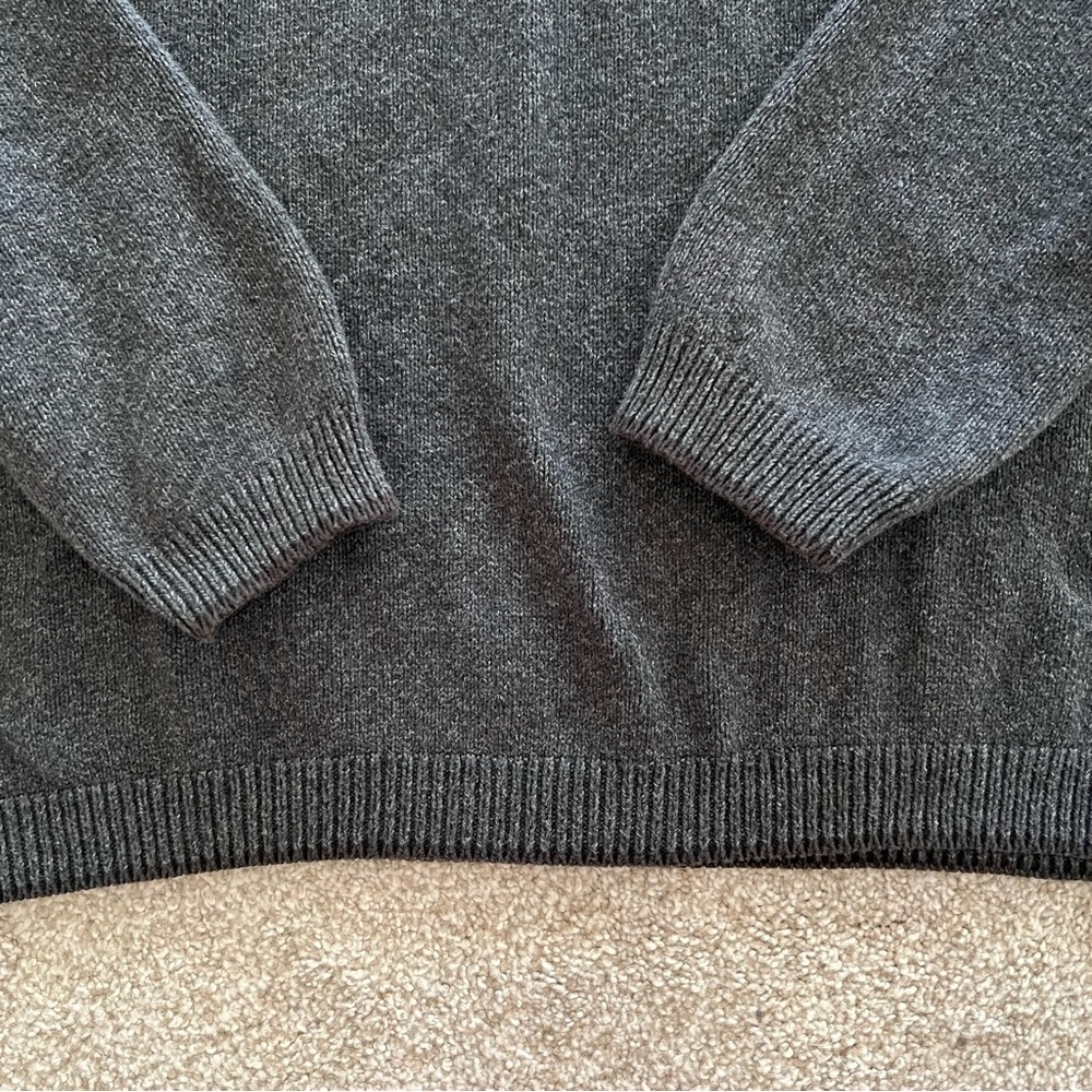 Bill Blass Cotton Charcoal Knit Sweater w Beige Diamond stripe all around XL - Picture 4 of 8